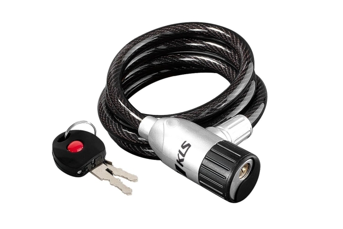Замок велосипедный Kellys Coil размер: 4,5ммх10ммх180см. ключ с подсветкой