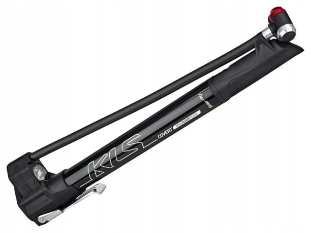 Насос напольный KLS Covert компактный, выдвижной 1" манометр, 2 режима, патентованная головка AV/FV с автопереключением, длина 300мм, вес 216г, макс. давление 120psi/8 bar