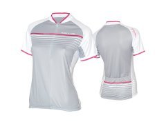 Джерси kellys jody lady, короткий рукав. материал: 100% полиэстер. цвет: белый, серый с розовыми полосками. размер m.