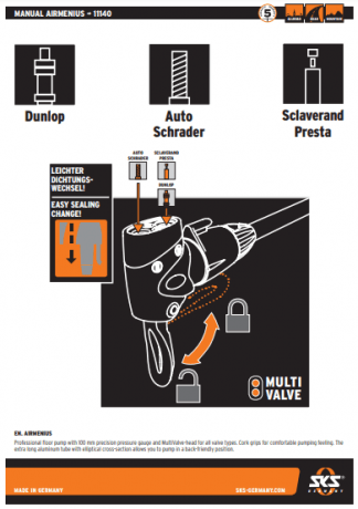 Насос SKS AIRMENIUS из алюминия с манометром