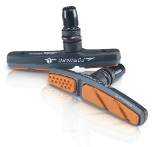 Колодки тормозные на велосипед Baradine abs-02v для v-brake, резьбовые, 72мм, трёхслойный компаунд, оранжево-серые, защита от залипания, в торг.уп.