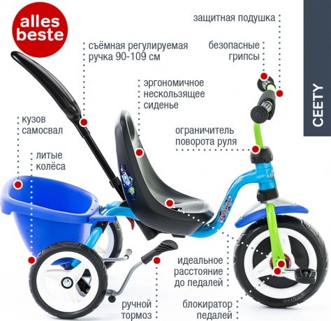 Трехколесный велосипед Puky Ceety 2218 blue голубой