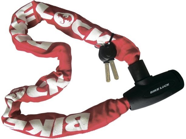 Замок велосипедный цепной D:8×8×900мм красный
