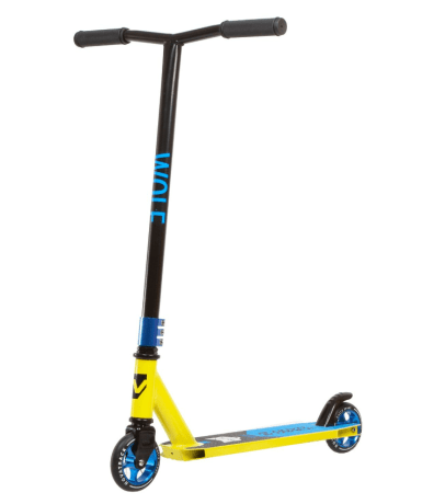 Самокат для детей NOVATRACK WOLF EL, черно-лимонный
