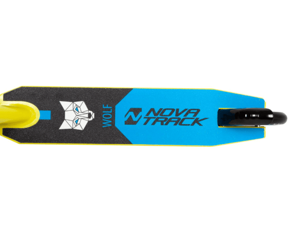 Самокат для детей NOVATRACK WOLF EL, черно-лимонный