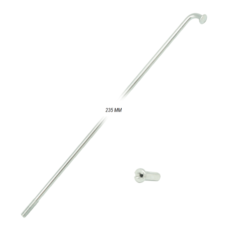 Велосипедные спицы TBS оцинкованные 14gx235мм с ниппелями 1/2", 144 шт.