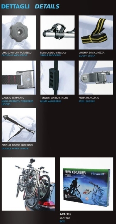 Велокрепление на заднюю дверь автомобиля Peruzzo New Cruiser, для 3 велосипеда