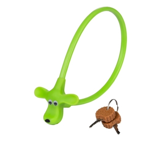 Замок тросовый KLS KIDDY 8ммх45см, с ключом, салатовый