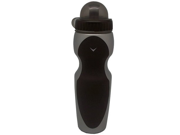 Велосипедная фляга V-GRIP v-9000-gr/b объем: 750л, с широким горлышком, с крышечкой, с резиновой нескользящей вставкой, цвет: серый металлик/чёрный