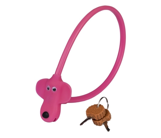 Замок тросовый KLS KIDDY 8ммх45см, с ключом, розовый