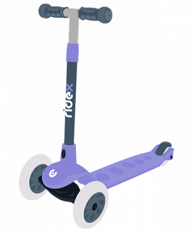 Самокат 3-х колесный RIDEX Hero, 120/80 мм, фиолетовый/серый