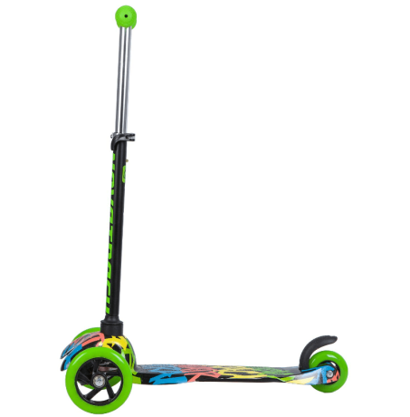 Самокат для детей Novatrack Disco-kids Graffiti, черный/зеленый