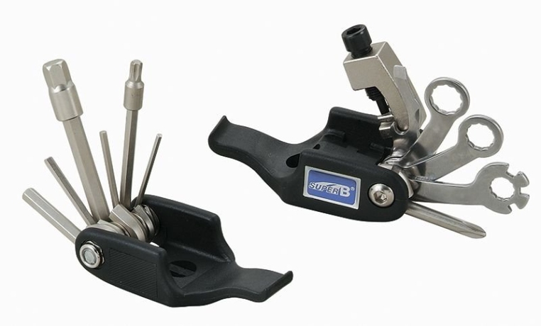 Набор инструментов Super b 9820 складной 19 в 1: накидные ключи 8/9/10 мм, шестигранники 2/2,5/3/4/5/6/8 мм, открывалка, отвёртки ±, т25, спицевые ключи 3,2/3,3/3,5 мм, выжимка цепи, монтажки