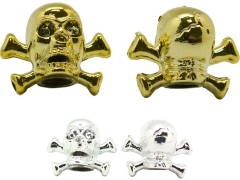Колпачок на автониппель "череп с костями" хром/золото, пластиковый