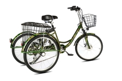 Велосипед электрический трехколесный для взрослых РВЗ Чемпион 24&quot; 6 скоростей КАМУФЛЯЖ