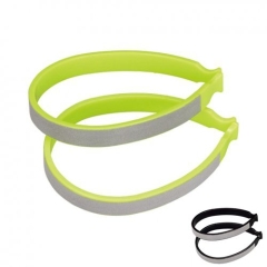 Зажимы для штанин пластиковые со световозвращающими стикерами, зелёный/чёрный (на выбор)