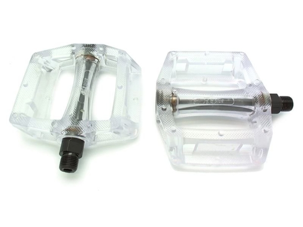 Велосипедные педали Kamigawa z-0911,DH/BMX. Материал: полимер, ось crmo, 9/16". Размер: 100х110х28мм. Вес: 195г. Цвет: прозрачный бесцветный