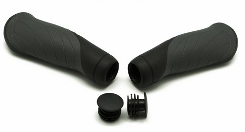 Velo грипсы vlg-690ad2, анатомические, 135мм, kraton/гель, с заглушками, чёрно-серые