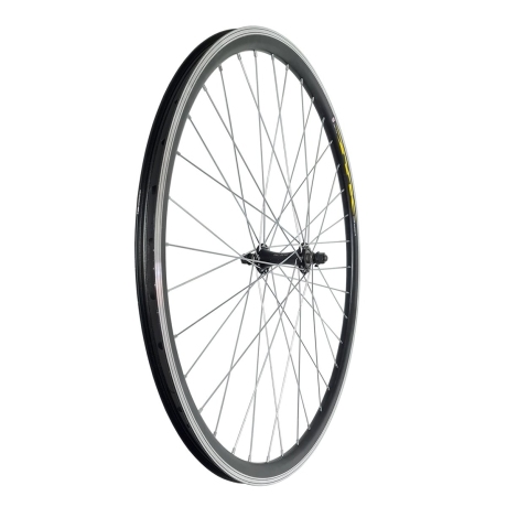 Колесо 26" пер., обод дв. ал. б/пист. чёр., ал. втулка ROAD, на гайках, чёр.