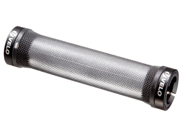 Velo грипсы vlg-975ad2(h)-l2-g2, 135 мм, пластик/гель, поверхность "diamond", с 2 ал. грипстопами g2, с заглушками vlp-69-1, двусторонние, чёрно-прозрачные, в торг.уп