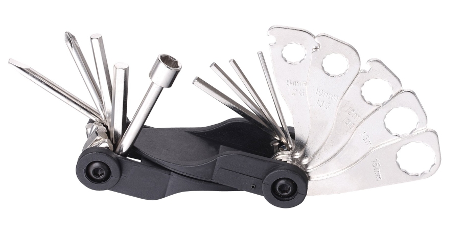 TBS Складной инструмент 17 функций: шестигранники 2/2.5/3/4/5/6мм, отвёртки +/-,накидные 8/9/10/13/15мм, торцевой 8м...