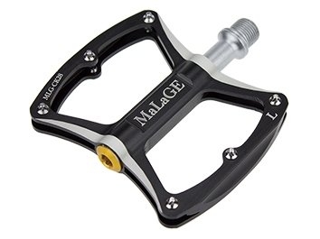 Велосипедные педали MLG-CK28 алюминиевые CNC, 85х101х11мм, ось CrMo, 3 промподшипника, сменные шипы, вес 278г чёрные