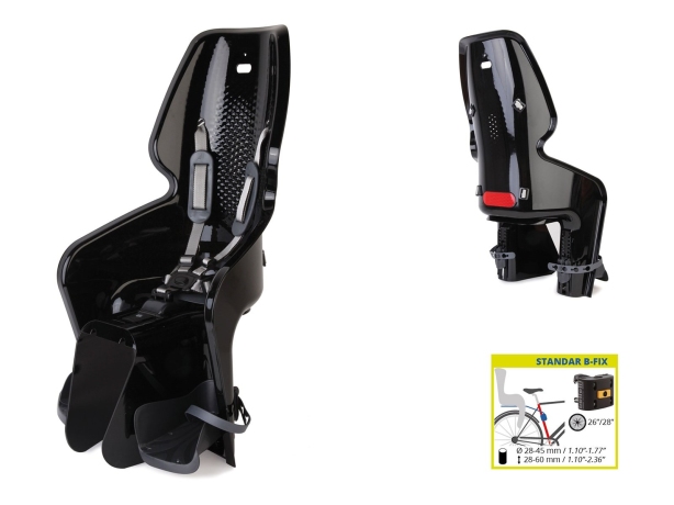 Сидение заднее BELLELLI LOTUS Standard B-fix чёрное, НА ВЕЛОСИПЕД 29, для ребёнка весом до 22 кг