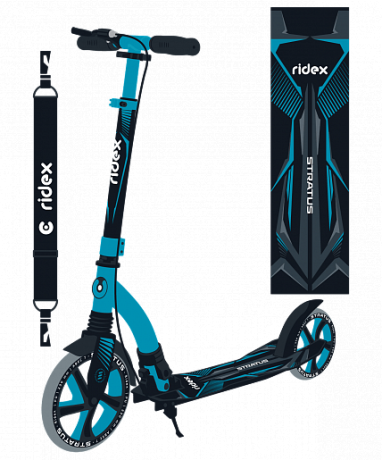 Самокат 2-х колесный RIDEX Stratus 230/200 мм, ручной тормоз, синий