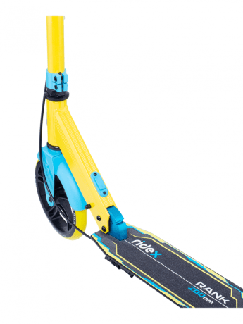 Самокат 2-х колесный RIDEX Rank 200 мм, ручной тормоз, желтый/голубой