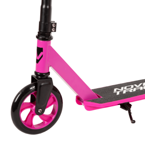Самокат NOVATRACK POLIS сталь+пластик, нескладной, эргономичный Y-руль с нескладными рукоятями, ватер стикер, колеса 160*160мм PU, розовый