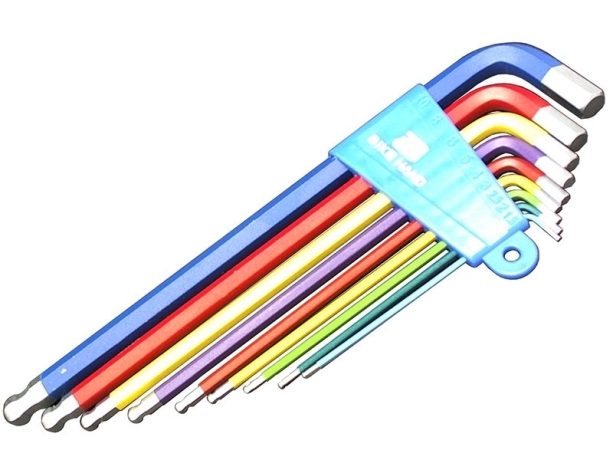 Bike hand yc-623-9c набор длинных цветных шестигранников в обойме 1,5/2/2.5/3/4/5/6/8/10мм