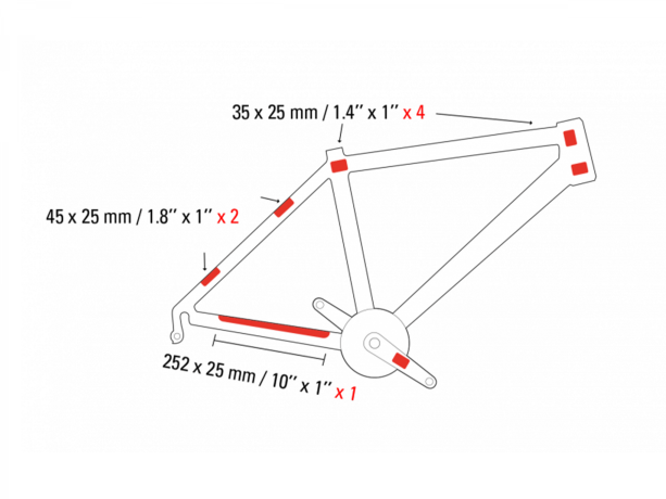 Наклейки на раму защитные ZEFAL SKIN ARMOR S прозрачные, набор: 252х25мм х 1шт, 45х25мм х 2шт, 35х25мм х 3шт.