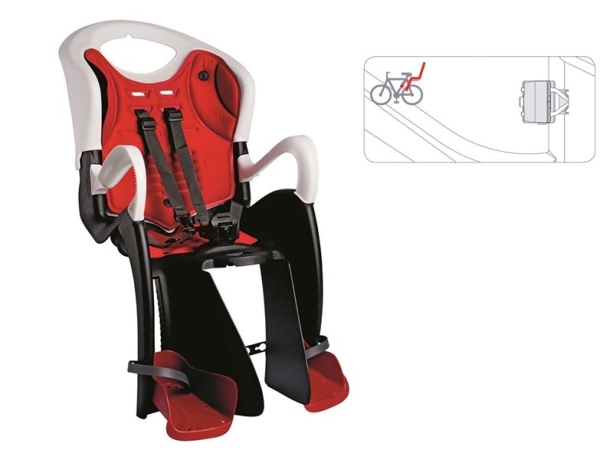 BELLELLI Сидение заднее Tiger Standard B-Fix, черно-белое с красной вставкой, НА ВЕЛОСИПЕД 29, до 22кг