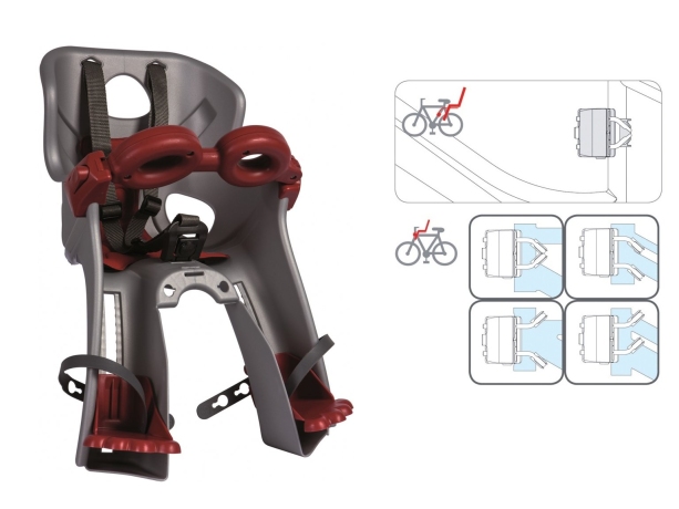BELLELLI Сидение переднее Freccia B-Fix, серебристое, до 15кг