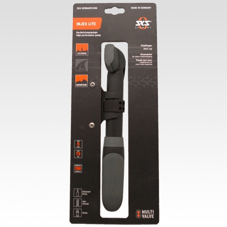 Насос ручной мини SKS Injex lite, пластик. максимальное давление: 5 bar, под ниппель: av (schrader), sv (presta), dv(dunlop), вес: 150 гр.