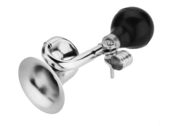 Клаксон на велосипед TBS nh-44916 cp. форма: кривая дудка. материал: сталь. цвет: серебристый