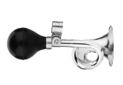 Клаксон на велосипед TBS nh-44916 cp. форма: кривая дудка. материал: сталь. цвет: серебристый