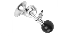 Клаксон на велосипед TBS nh-44916 cp. форма: кривая дудка. материал: сталь. цвет: серебристый