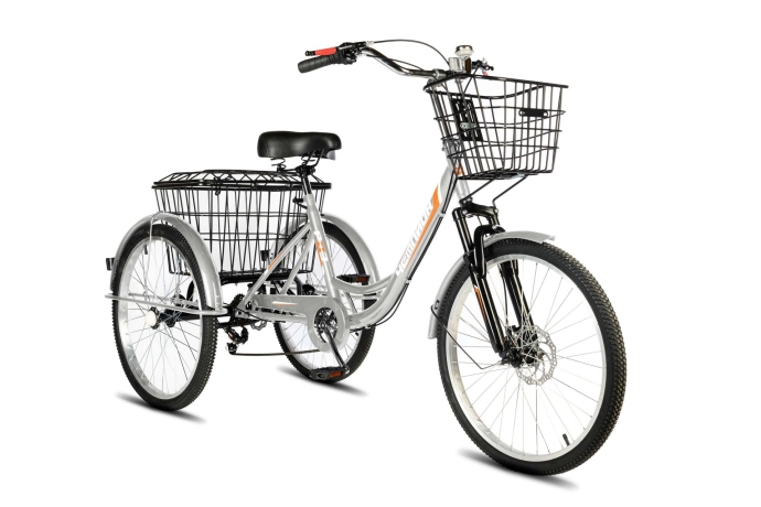 Велосипед трехколесный для взрослых РВЗ Чемпион 24" 6 скоростей Серебристый