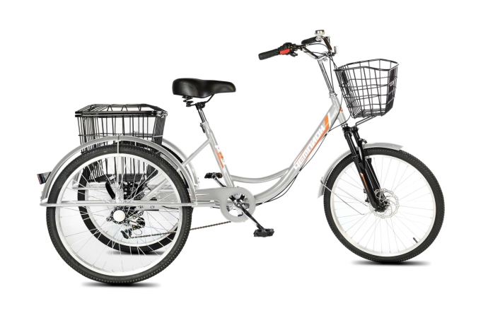 Велосипед трехколесный для взрослых РВЗ Чемпион 24" 6 скоростей Серебристый