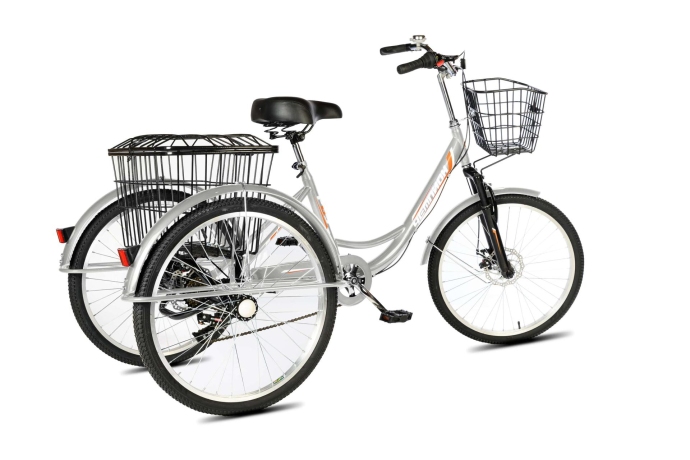 Велосипед трехколесный для взрослых РВЗ Чемпион 24" 6 скоростей Серебристый