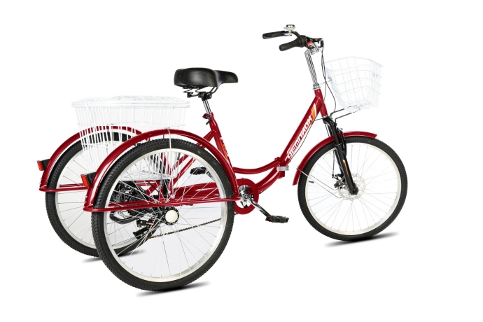 Велосипед трехколесный складной для взрослых РВЗ Чемпион 24" 6 скоростей Красный