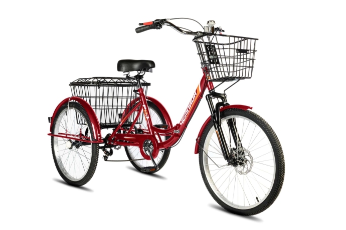 Велосипед трехколесный складной для взрослых РВЗ Чемпион 24" 6 скоростей Красный