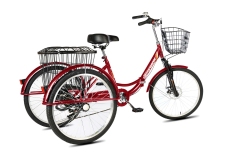 Велосипед трехколесный складной для взрослых РВЗ Чемпион 24" 6 скоростей Красный