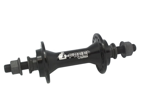 Велосипедная втулка O-lai передняя kt (ql) -g33f bmx, 36н, ось crmo, 3/8"x100x150мм, на гайках, 2 промподшипника, 202г, чёрная