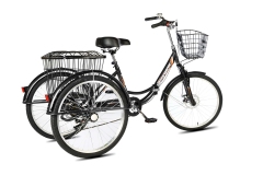 Велосипед трехколесный складной для взрослых РВЗ Чемпион 24" 6 скоростей Черный