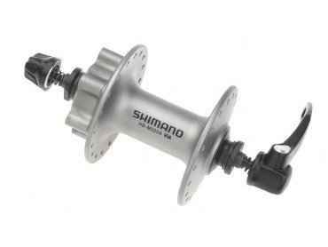 Велосипедная втулка Shimano передняя hb-m525 deore, 36h, под диск (6 болтов), old:100mm, ось 108мм, с эксцентриком, серебристая