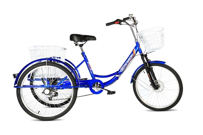 Велосипед трехколесный складной для взрослых РВЗ Чемпион 24" 6 скоростей Синий