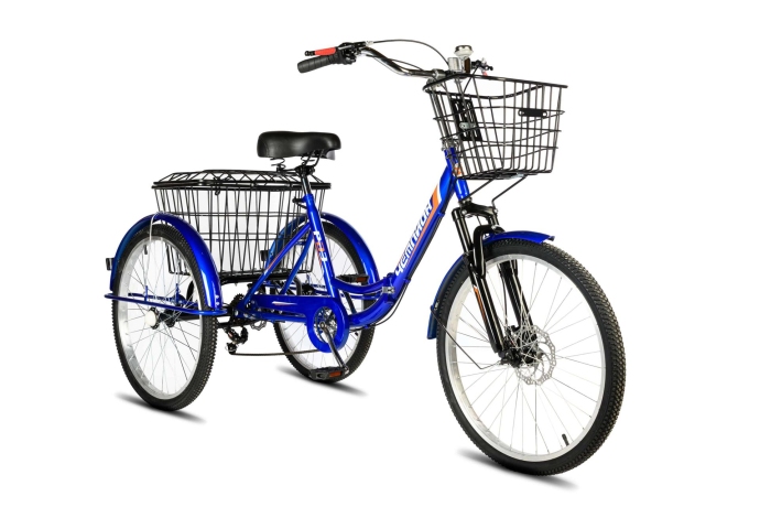 Велосипед трехколесный складной для взрослых РВЗ Чемпион 24" 6 скоростей Синий