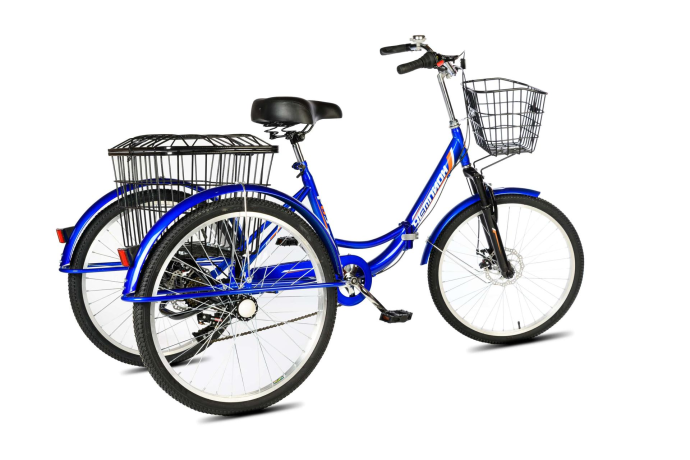 Велосипед трехколесный складной для взрослых РВЗ Чемпион 24" 6 скоростей Синий